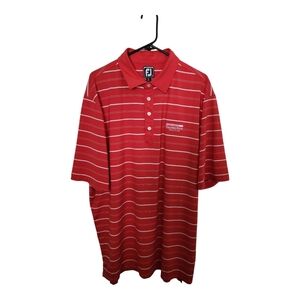 FootJoy FJ Golf Red White Stripe Athletic Fit Logo Golf Polo Shirt Mens 2XL XXL